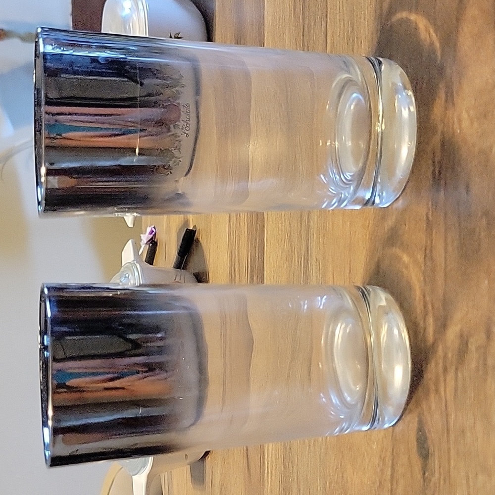 Two Vintage Silver Fade Beverage Glasses
